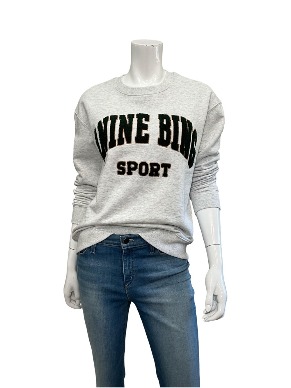 ANINE BING Tyler Sport Varsity Crewneck Sweatshirt Heather Gray XS